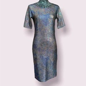 LuLaRoe Julia Elegant Rainbow Oil Slick Mermaid, size Medium